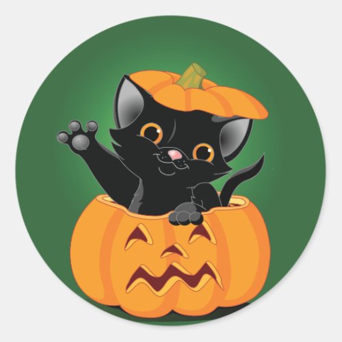 Black Cat In A Pumpkin Stickers