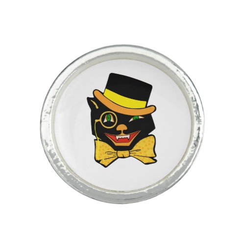 Black Cat in a Top Hat Ring