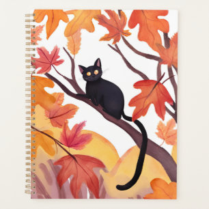 Black Cat in a Tree Fall Autumn Spooky Cute Planner