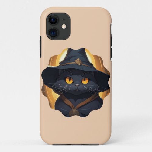 Black Cat in a Witch Hat iPhone 11 Case