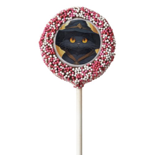 Black Cat in a Witch Hat Chocolate Covered Oreo Pop