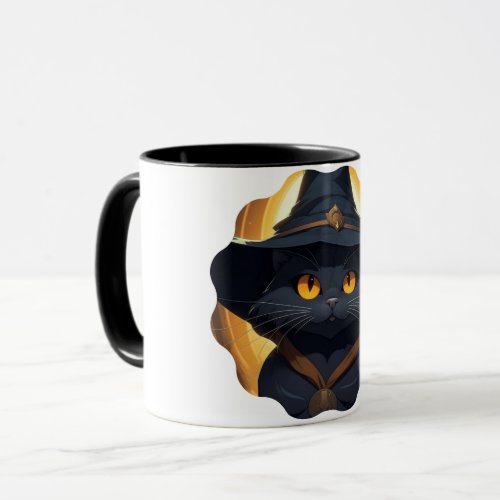 Black Cat in a Witch Hat Mug