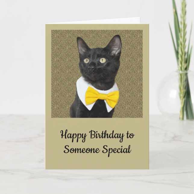 Black cat in bowtie card (Front)