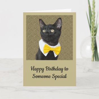 Black Cat In Bowtie Card by Purranimals at Zazzle