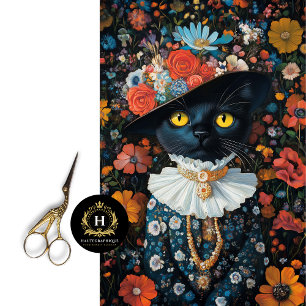 Black Cat in Dress & Hat Decoupage Tissue Paper