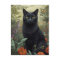 Black Cat In Flower Garden Postcard