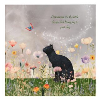 Black Cat in Flowers