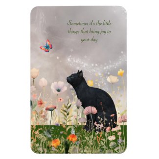 Black Cat in Flowers