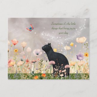 Black Cat in Flowers