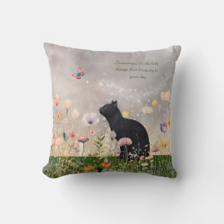 Black Cat in Flowers