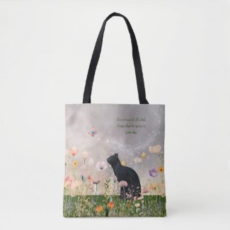 Black Cat in Flowers