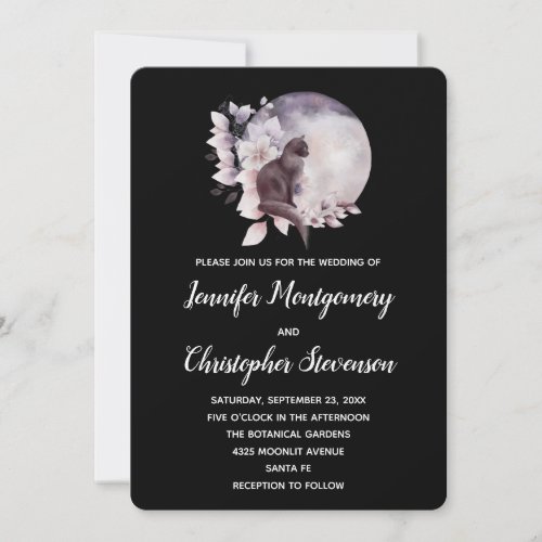 Black Cat in Front of a Full Moon Wedding Invitation
