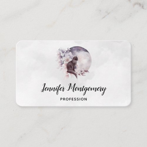 Black Cat in Front of a Magical Full Moon Business Card