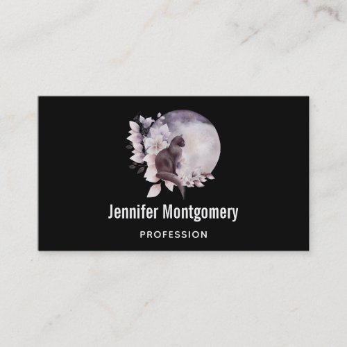 Black Cat in Front of a Magical Full Moon Business Card