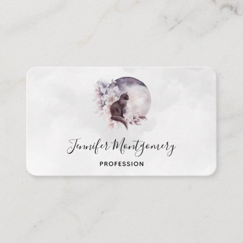 Black Cat in Front of a Magical Full Moon Business Card