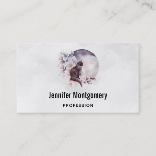 Black Cat in Front of a Magical Full Moon Business Card