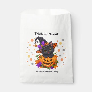 Black Cat in Halloween Pumpkin Custom Favor Bag