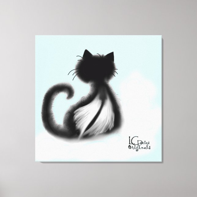 Black Cat in Heaven Stretched Canvas Print (Front)