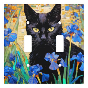 Black Cat  in Iris Light Switch Cover