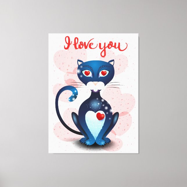 Black cat in Love Canvas Print (Front)