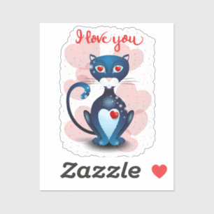 Black cat in Love Sticker