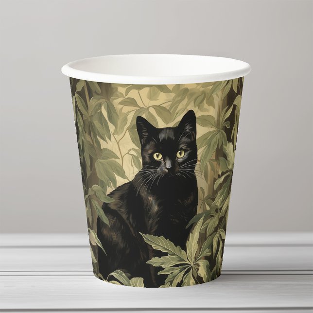 Black Cat in Lush Forest Paper Cups (Creator Uploaded)