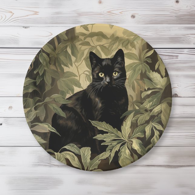 Black Cat in Lush Forest Paper Plates (Creator Uploaded)