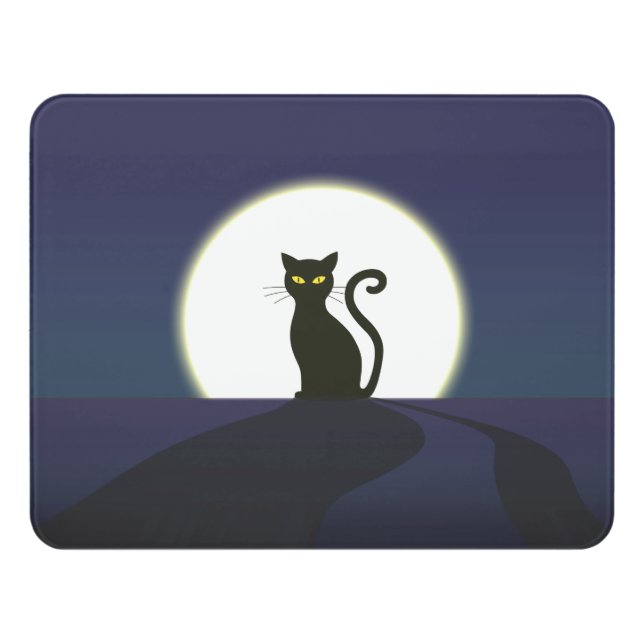 Black Cat In Moonlight Halloween  Acrylic Sign (Contemporary Front)