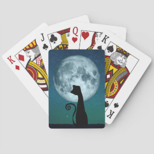 Black Cat In Moonlight Playing Cards