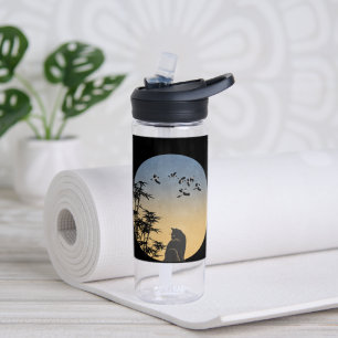 Black Cat in natural either bird and bamboo,Tumble Water Bottle