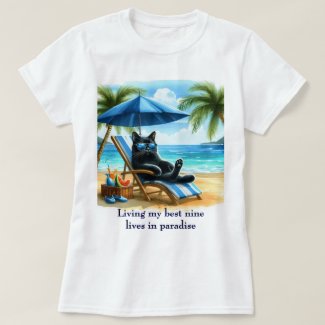 Black Cat in Paradise Beach Time 