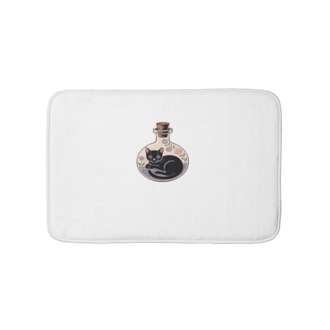 Black Cat in Potion Bottle Classic T-Shirt Bath Mat (Front)
