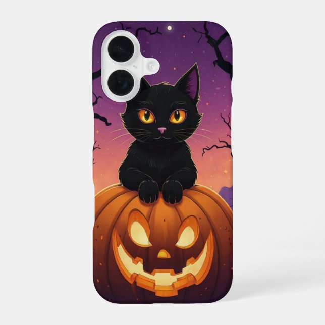 Black Cat in Pumpkin Iphone Case (Back)