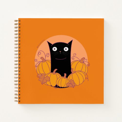 Black Cat in Pumpkin Patch Notebook