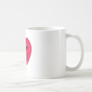 Black Cat In Red Heart Coffee Mug