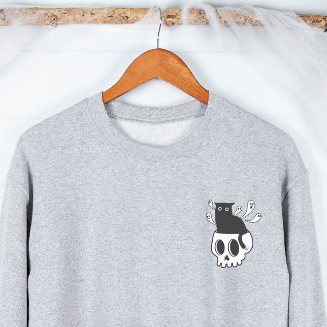 Black Cat in Skull Shirt Spooky Cute Halloween (Creator Uploaded)
