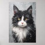 Black cat in snow poster<br><div class="desc">Black cat in snow poster</div>