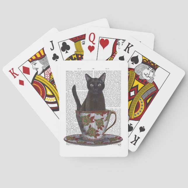 Black Cat in Teacup Poker Cards (Back)