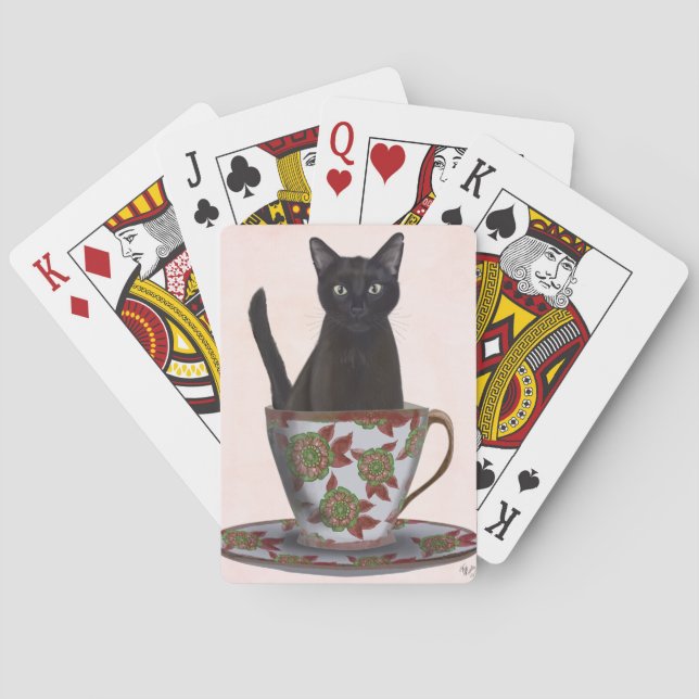 Black Cat in Teacup Poker Cards (Back)