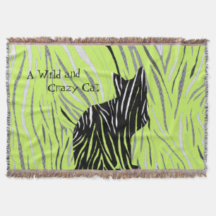 Black Cat in the Crazy Grass Throw Blanket