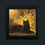 Black Cat in the Flowers I Gift Box<br><div class="desc">A black cat resting regally in a garden of colorful flowers,  captured in warm,  golden hour light. Rendered with the depth and texture of a classical oil painting.</div>