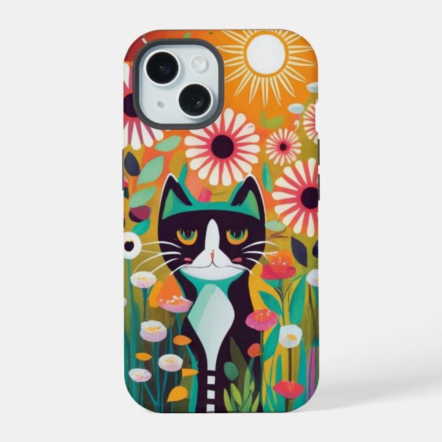 Black Cat in The Garden Iphone Case (Back)