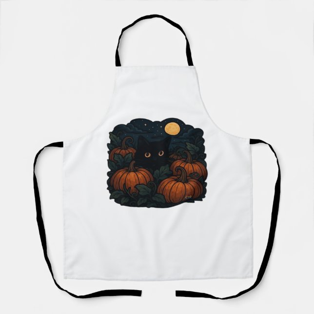 Black Cat in the Patch Classic T-Shirt Apron (Front)