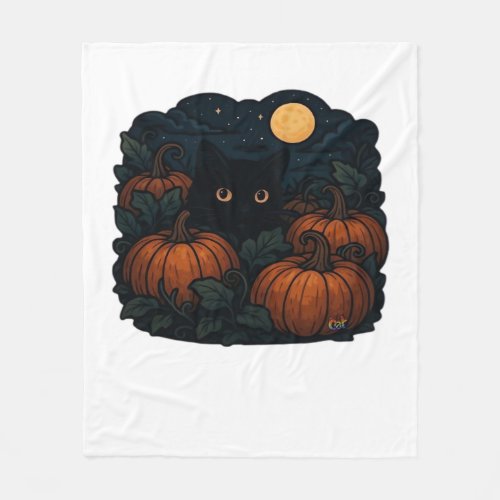 Black Cat in the Patch Classic T-Shirt Fleece Blanket
