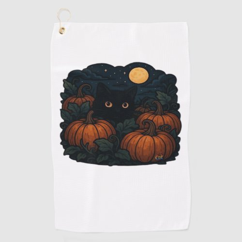 Black Cat in the Patch Classic T-Shirt Golf Towel