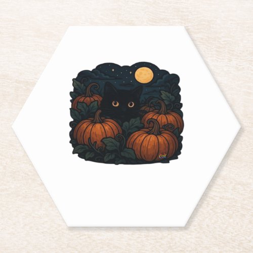 Black Cat in the Patch Classic T-Shirt Paper Coaster