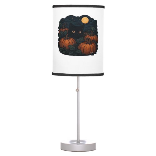 Black Cat in the Patch Classic T-Shirt Table Lamp