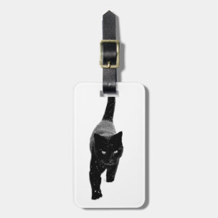 Black Cat in the Snow Luggage Tag