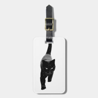 Black Cat in the Snow Luggage Tag