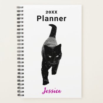 Black Cat In The Snow Personalized Name Planner by stdjura at Zazzle